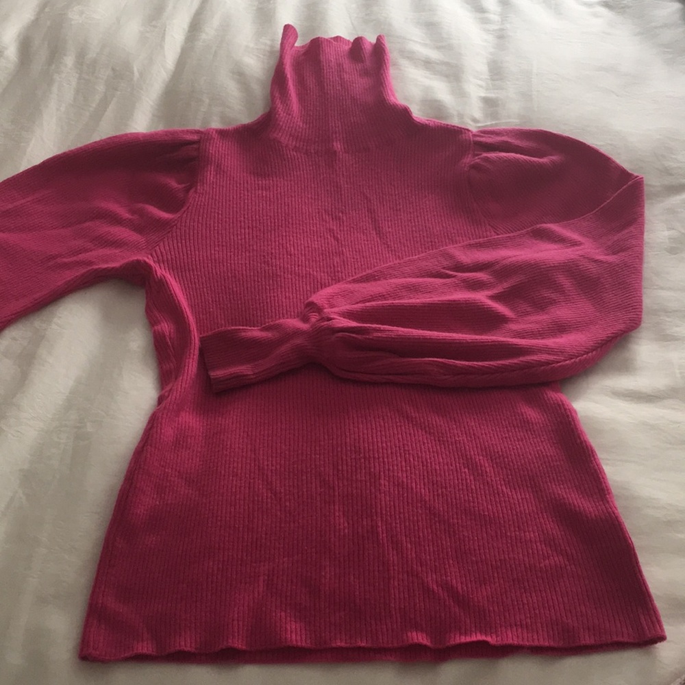 Balloon sleeved turtleneck sweater